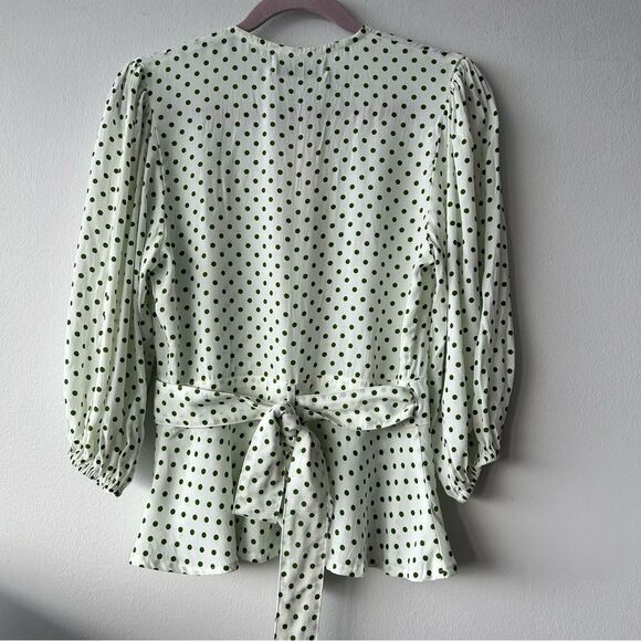 Faithfull The Brand Lavender Wrap Green Lula Dot Blouse - Picture 7 of 9